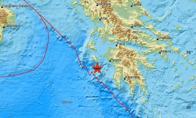 Σεισμός 3,6 Ρίχτερ νότια της Ζακύνθου
